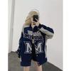 Mens Casual Cotton Jacket Street Style Oversized Loose Fit Embroidered Hoodless Outerwear