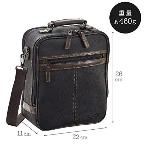 Hirano Kaban, Made In Japan by Toyooka Craftsmen, Men's Crossbody Shoulder Bag, Casual Bag with Cowhide Leather Handles, A5 Size, Vertical Fit, 26cm,