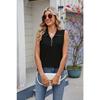 Chaleco Camiseta sin Mangas Holgado de Solapa con Cremallera para Mujer Primavera y Verano Nuevo Color Sólido