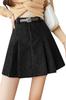 MITOTOMI Pleated Mini Skirt with Inner and Belt Women's (L, Black)