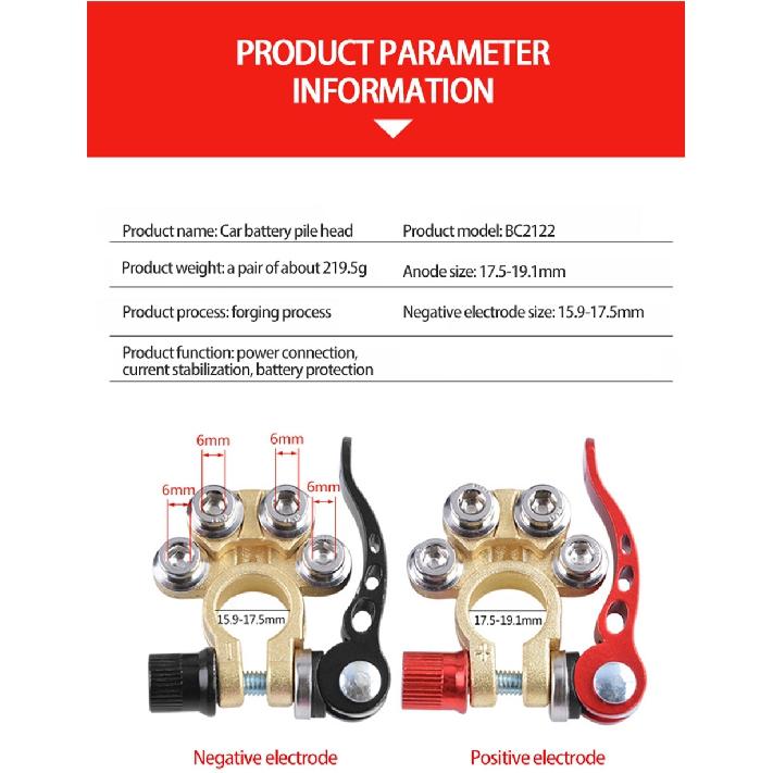 1 Pair Quick Release Battery Terminals Adapter Car Truck Caravan Workshop Tooling 12v Car Battery Connectors  Wire Cable