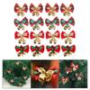 4Pcs Christmas Bow Bell Supplies Glitter Pendant Crafts Topper Charm Xmas Tree Hanging Decorations