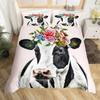 Cows Duvet Cover Set Black and White Milk Cow Print Comforter Cover Animal Theme Bedding Set Room Decor Pink King Quilt Covers