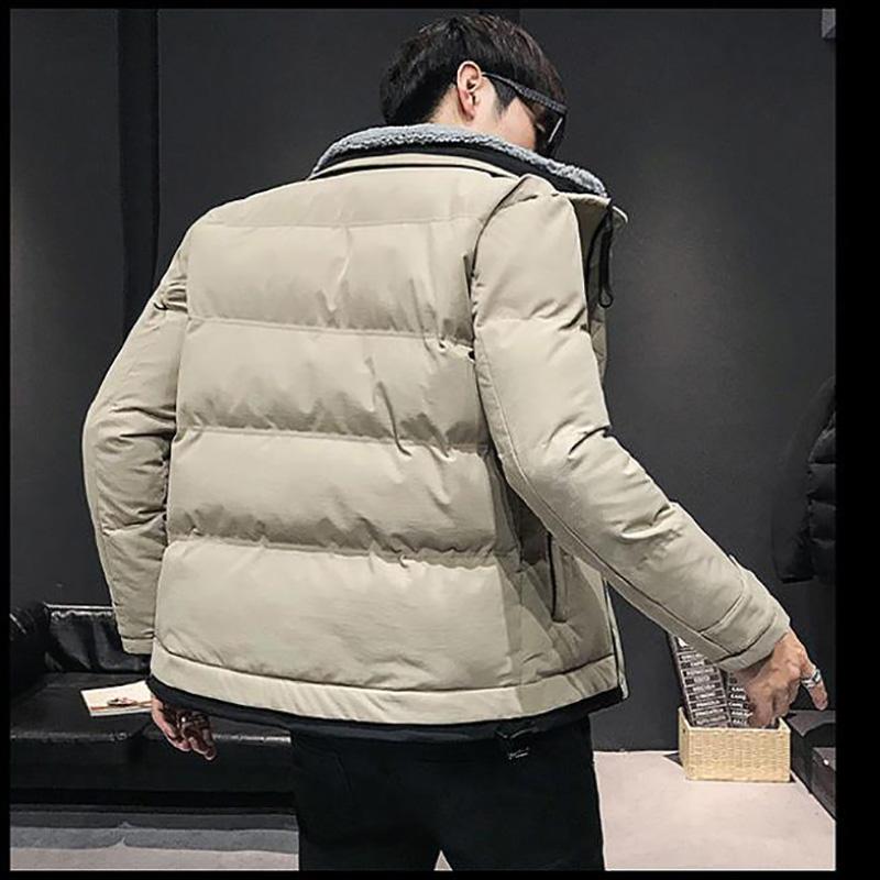 Fur Collar Down Jacket Men's Silk Cotton-padded Coats Winter Thick Warm Jacket Casual Slim Coat Parka