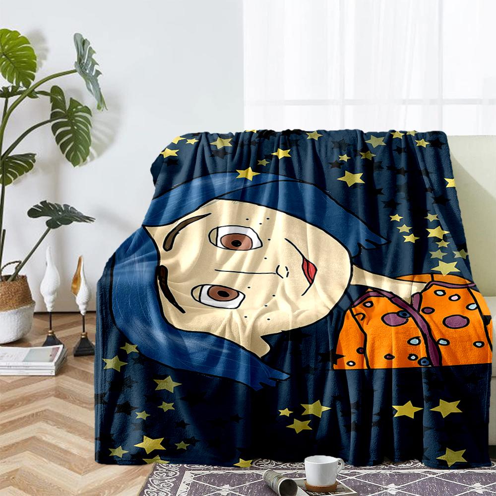 Coraline Theme Printed Blanket - Perfect for Couch, Bed, Travel & Outdoor Use | Machine Washable, Cozy & Durable.