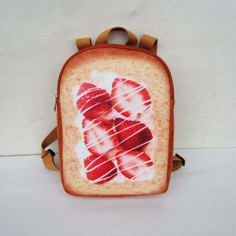 Women funny Toast backpack female school bag cute creative fun student bag
