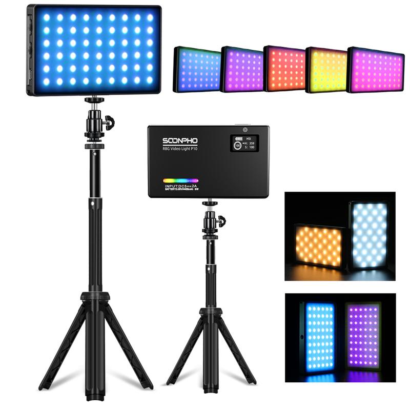 SOONPHO P10 8W Mini RGB LED Video Kancelářské světlo 4000mAh Zoom Osvětlení Fotografické osvětlení Jasné Vlog Fill Light