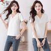 Damen V-Ausschnitt Slim Fit Kurzarm T-Shirt