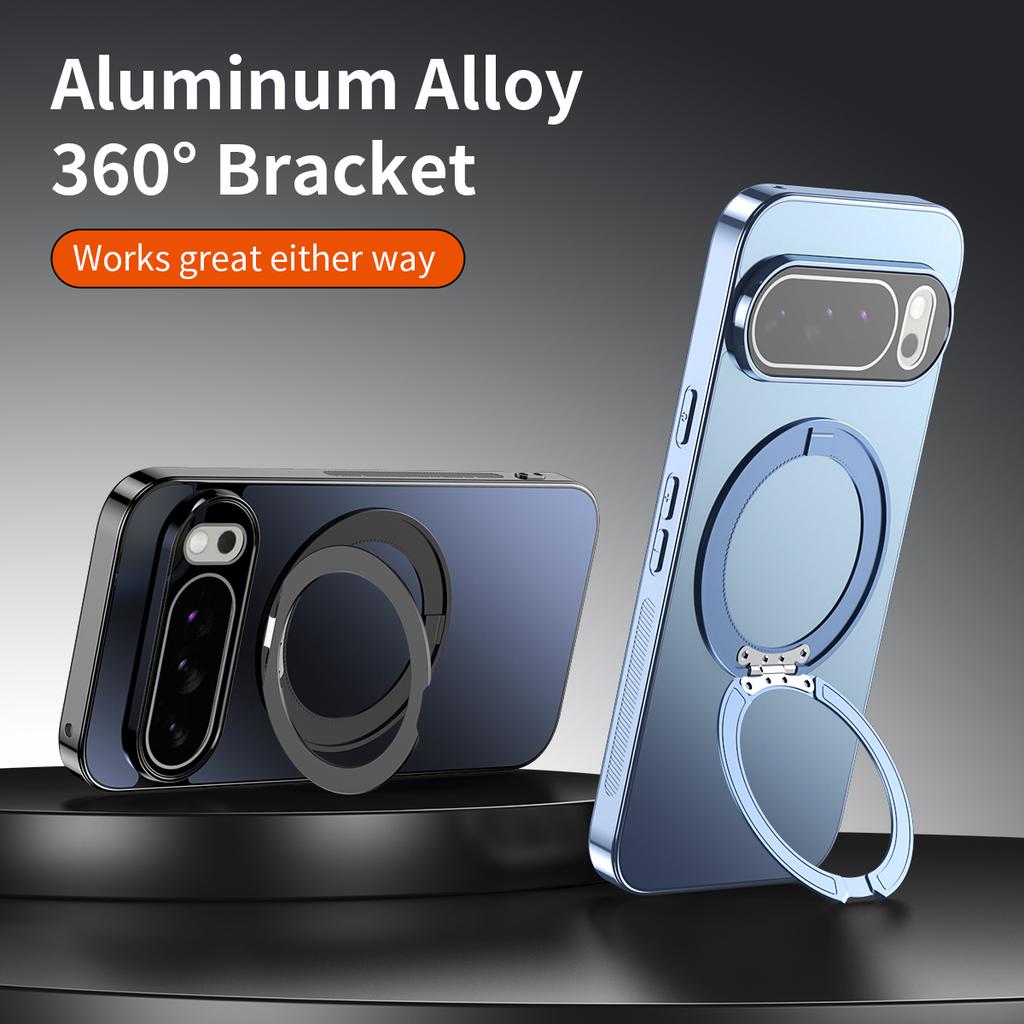 360 Rotating Kickstand Magnetic Electroplating Phone Case For Google Pixel 10 Pro Xl 9A 9 8 8A Shockproof Wear Resistant Cover