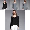 Simple Solid Color Off Shoulder Design Women Long Sleeved Top For Fall Comfort