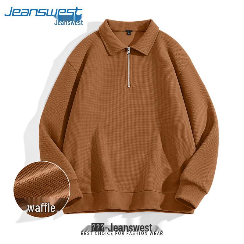 Jeanswest Men's Waffle Knit Long-Sleeve Polo Shirt