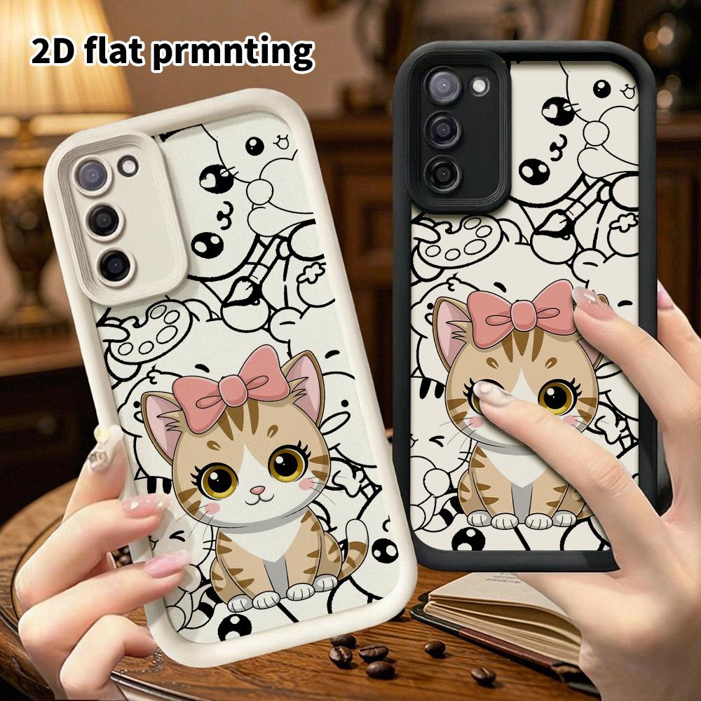 Phone Case: 2D Flat, Fits Samsung Galaxy A34 A35 M05 M06 S20 S22 S21 FE Plus 5G, Tabby Bow, Perfect Christmas and Halloween Holiday Gift