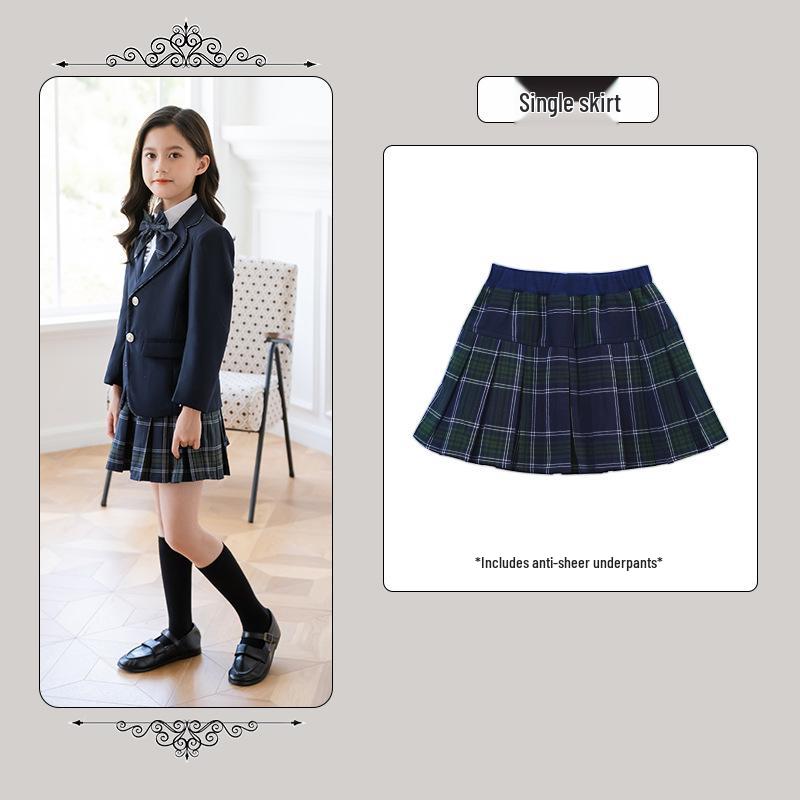 British Style Winter Uniform for Primary and Kindergarten – Children's Velvet Suit Set with Jacket