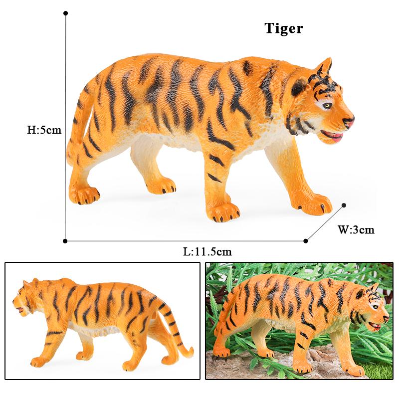 Oenux African Wild Animals Lion Tiger Yak Antelope Crocodile Zebra Black Panther Model Figurines Home Decoration Toy Kids Gift