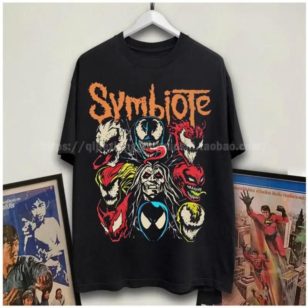 American Retro Trend T-Shirt Men's Summer Punk Spider-Man Crossing The Universe Loose Hip Hop Cotton Oversized Female Male Clothing