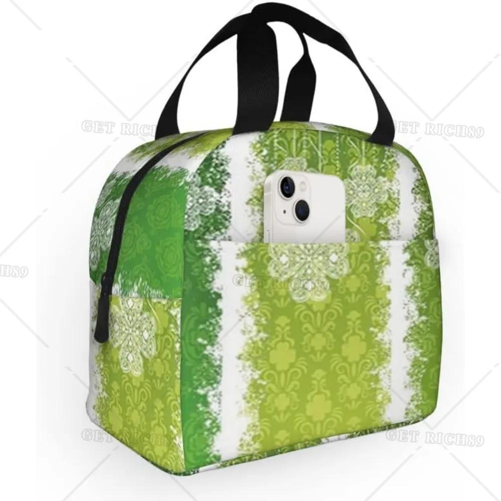 

Празднование Дня Святого Патрика Сумка для ланча для женщин и мужчин Симпатичная сумка-тоут с изоляцией для ланча с карманом для работы, офиса, путешествий, пикника 22x20x13CM серый