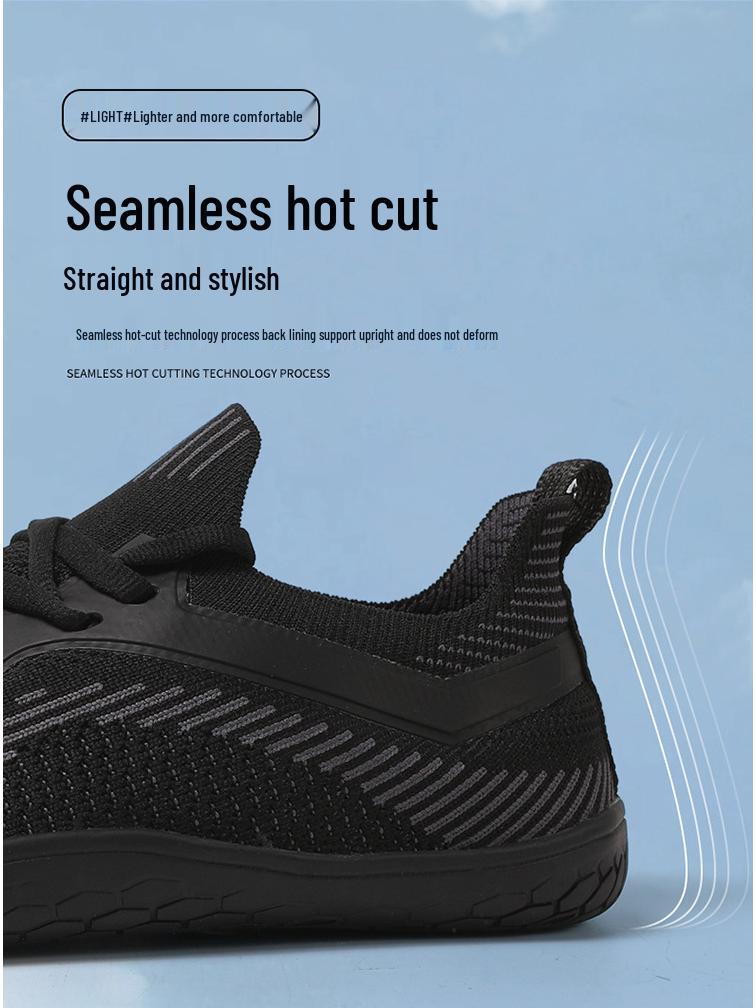 New Unisex Plus Size Flyknit Wide Toe Barefoot Hiking Sneakers - Breathable, Non-slip, Flat Bottom.