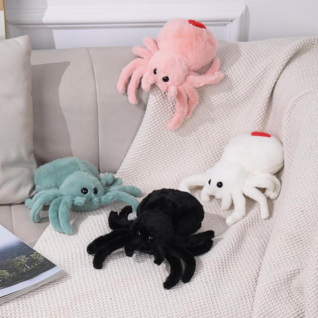 Halloween Stuffed Animal Spider Plush Soft Fur Huggable Green Spiders Pillow, Adorable Playtime Plush Toy,Stuffed Spider Super Soft Plush Doll Animal