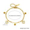 Gold Plated Paperclip Chain Bracelet with Mother of Pearl Heart Charms Fashion Jewelry for Women