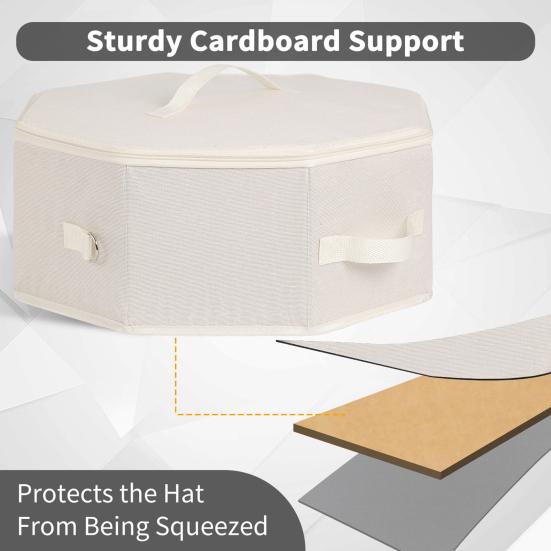 Hat Box with Adjustable Shoulder Strap Zipper Closure Large Capacity Men Women Hat Storage Bag Foldable Portable Hat Organizer