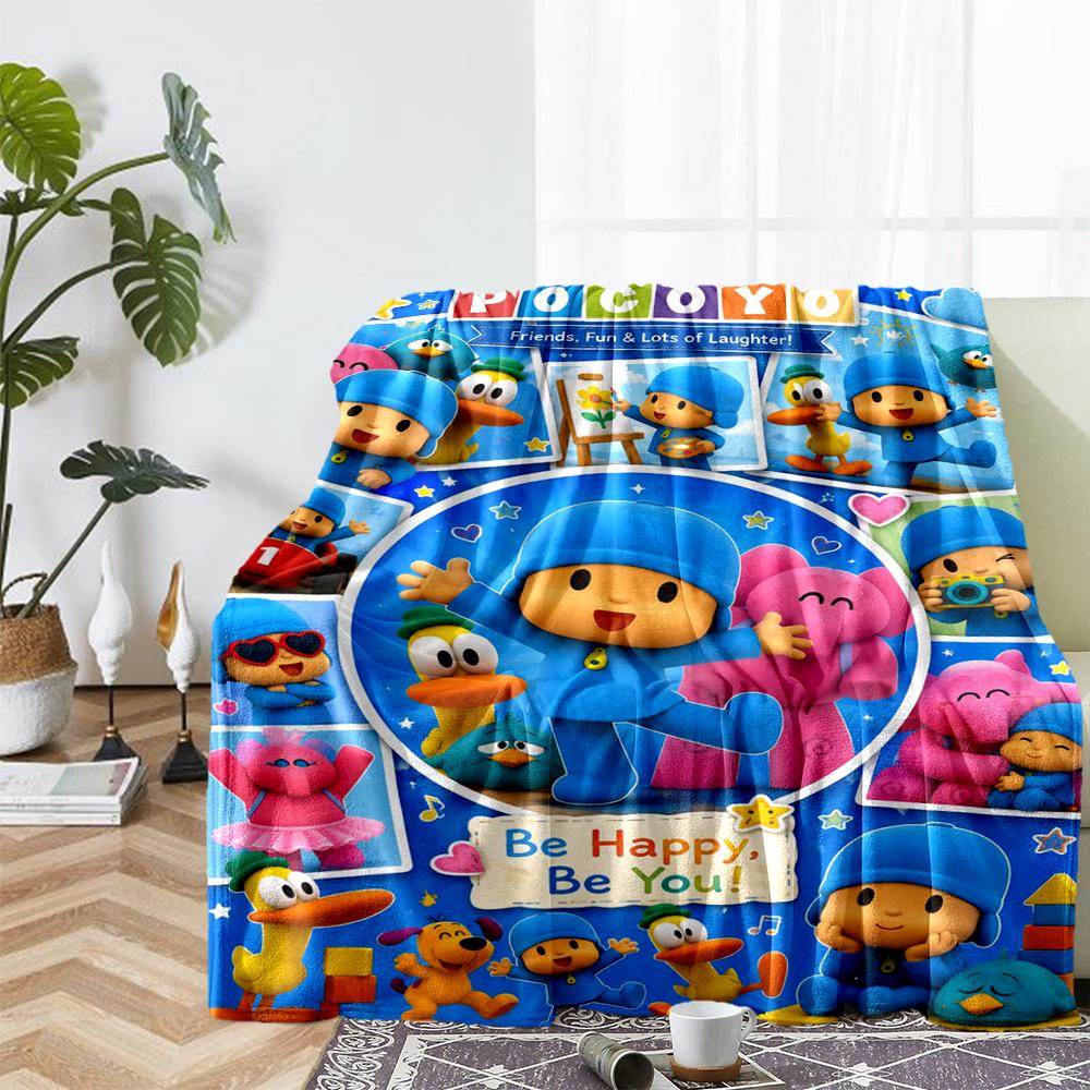 Pocoyo Theme Printed Blanket - Perfect for Couch, Bed, Travel & Outdoor Use | Machine Washable, Cozy & Durable.