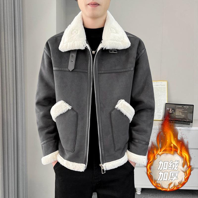 

2025 Осень/Зима Мода Универсальный Флис Утолщенный Имитация Двойки Вышитые Куртки Карго Топы Новые Лацканы Трендовая Стеганая Одежда 4XL темно-серого