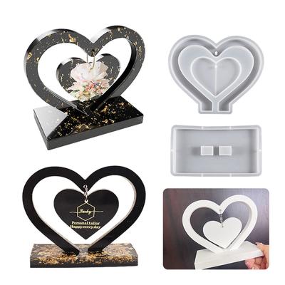 Resin Photo Frame Molds Heart Shape Silicone Mold for DIY Casting Epoxy Mould with Base Crafts for Table Home Decoration