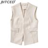 BITCED Sleeveless PU Leather Waistcoat Loose Fit Plus Size Women's Vest Cardigan Short Jacket