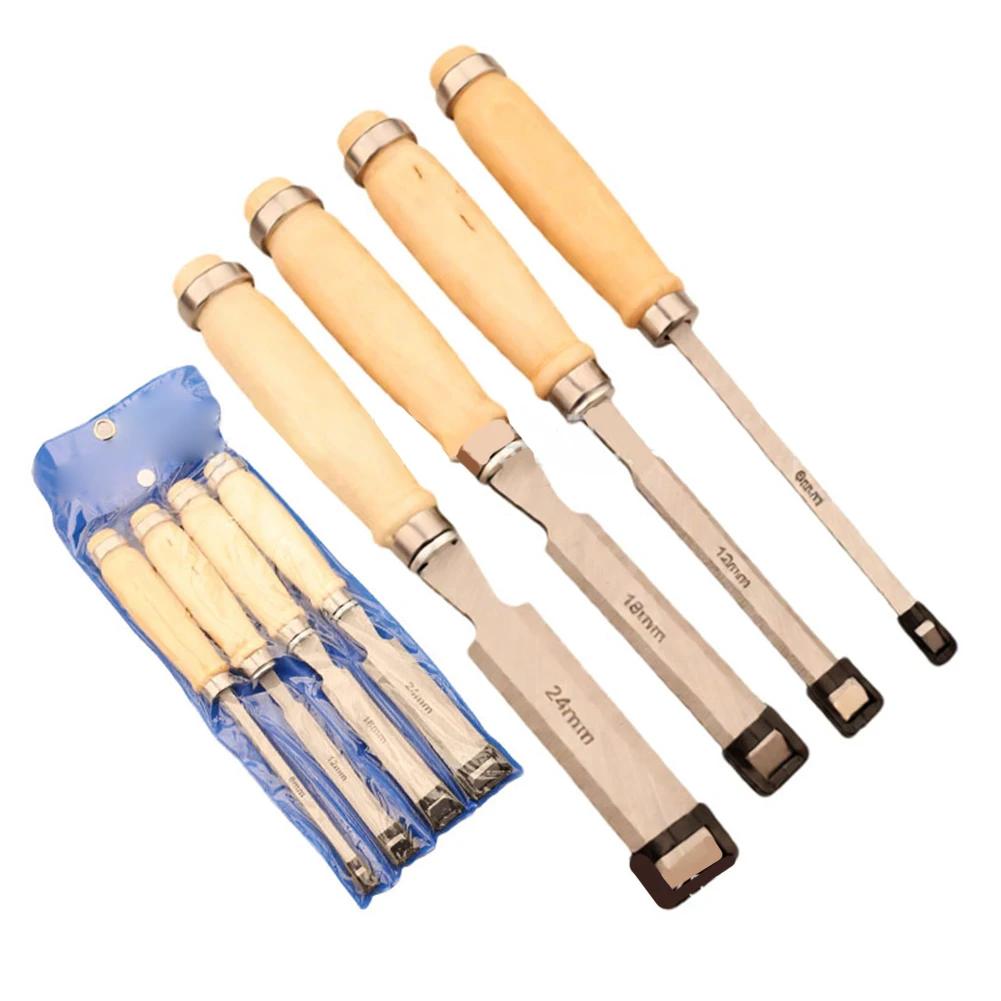 Chisel Set for Woodworking 4 Pcs with Thicker Blades Ready to Use Out of Box for Efficient Carving and Shaping
