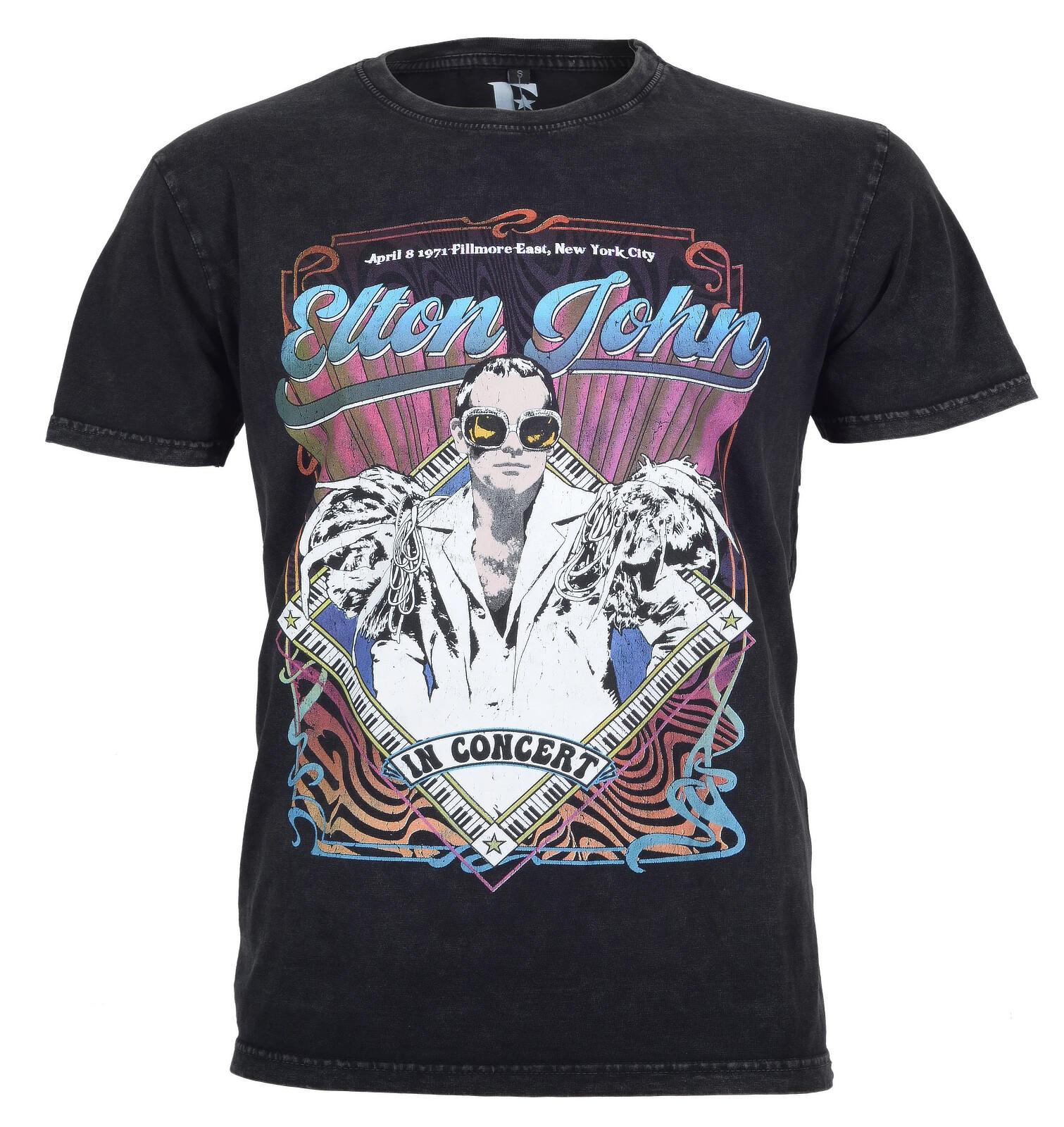 Official Elton John T Shirt Psychedelic Vintage Concert Flyer Premium Black New S