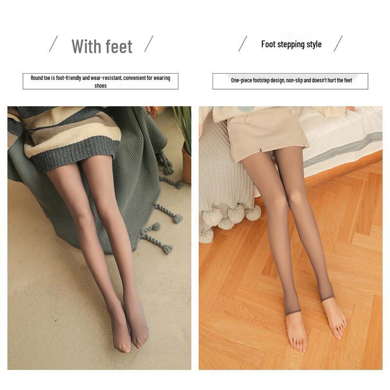 LANGSHA Faux Sheer Fleece-Lined Tights