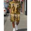 Summer Men's Two-Piece Set Animal 3D Printed Sports Wear Fashionable Soft Comfortable Breathable Large Loose Casual Style Sports Wear