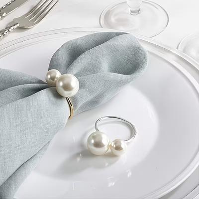 1-24PCS Durable Pearl Plastic Napkin Ring Elegant Design for Wedding Christmas Formal Dinner and Party Table Decorations