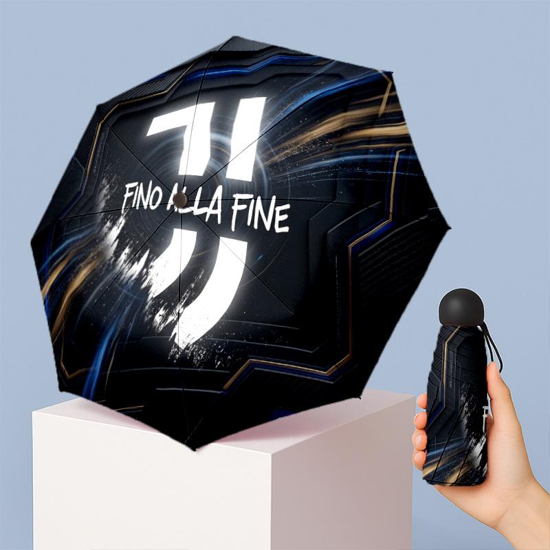 Juventus FC Pattern Printed Mini 5 Folds 8 Ribs Compact Umbrella Windproof Waterproof Lightweight Portable Folding