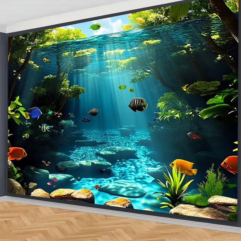 

2D Underwater Tropical Fish Photo Backdrop for Kids, Ocean and Nature Style Photoshoot 47.2x31.5inch/120*80cm