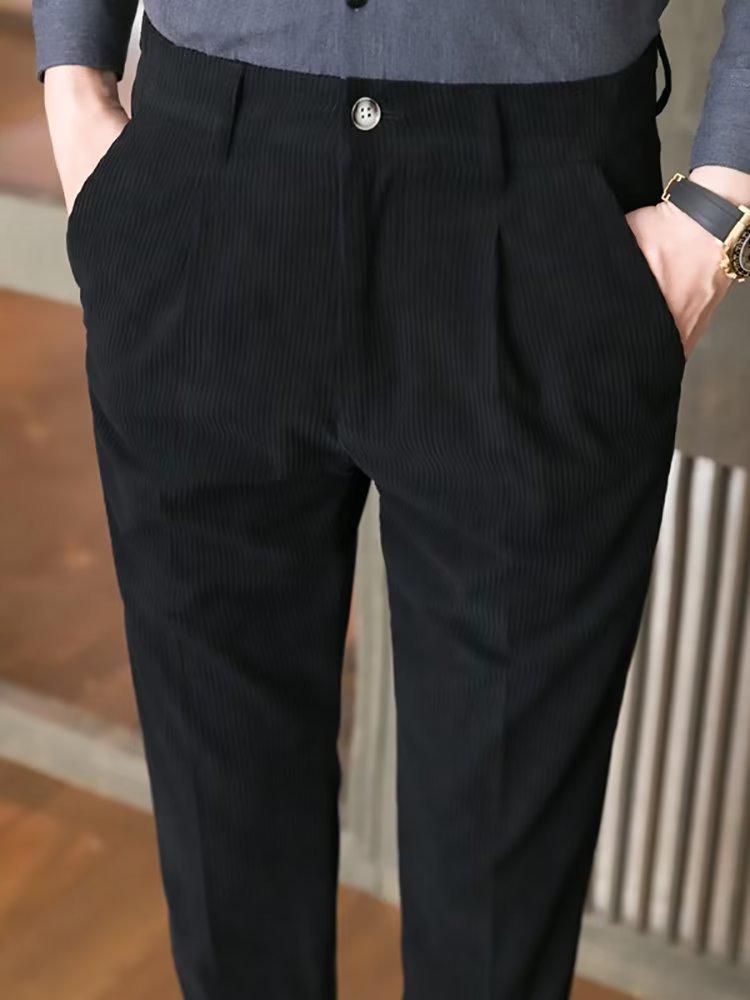 2023 Men's Slim Fit Striped Corduroy Trousers - Autumn Korean Style Casual Pants