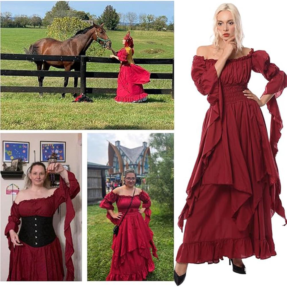 Renaissance Dress Women Medieval Costume Victorian Dresses Peasant Gothic Fairy Witch Wedding Under Dress