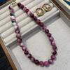 Retro Purple Contrasting Color Spring And Summer Vacation Necklace Set Love Bubble Gum Comfortable Natural Stone Beaded Item