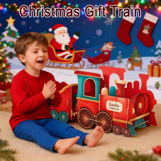 Christmas Presents Train Toy Santa Gift Boxes Express Gingerbread Classical Train Ornament Holiday Party Centerpieces Decoration Festival Gift