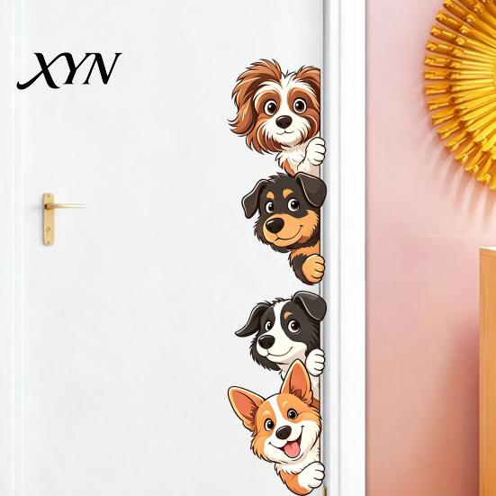 Nursery Room Wall Decorations Cartoon Puppy Sticker, Easy Apply Waterproof PVC Decal, Creative Indoor Outdoor Glass Stickers Dog Pattern for Bathroom