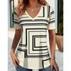 Summer Women's 3D Printed V-Neck T-Shirt Fashion Versatile Breathable Trend Casual