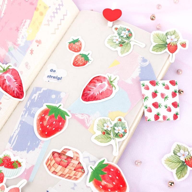 45 Pcs Strawberry Cheese Bullet Journal Decorative Stationery Stickers Scrapbooking