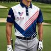 2026 New Men's American Flag 3D Printed Polo Shirt Summer Casual Short Sleeve Lapel Business Sports Top