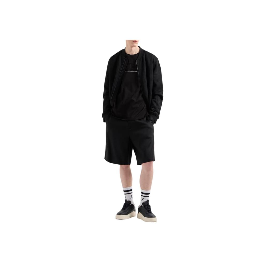 Armani Exchange Solid Color Cotton Letter T-Shirt Regular Fit Men tops Black XM000544-AF10361-UC001