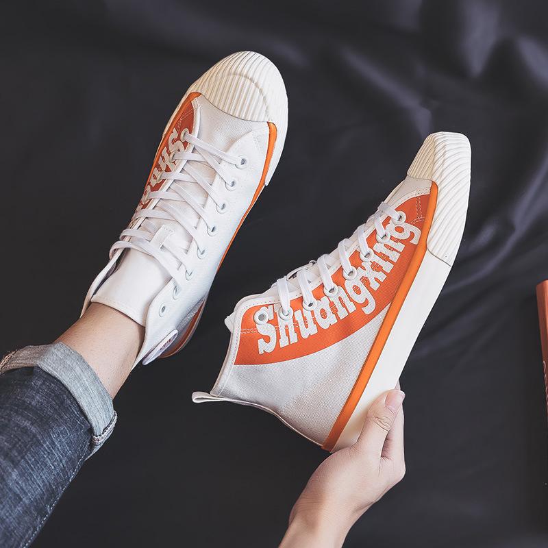 

Осенние новые парусиновые кеды с высоким верхом, мужские и женские, студенческие тканевые туфли, повседневные одинарные туфли 35 women белый