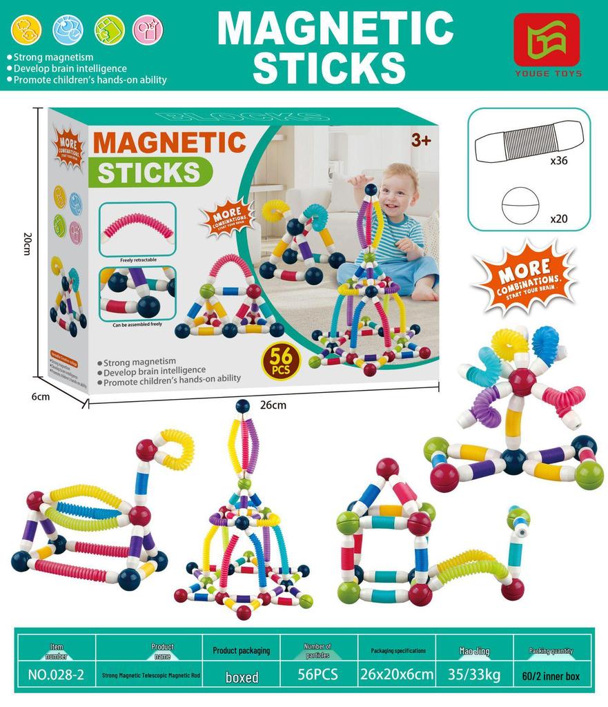 Cross-border Telescopic Twist Magnetic Building Blocks for Kids - Educational, Large Particle Assembly