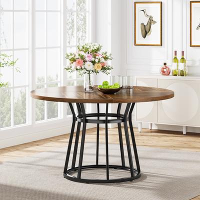 Mesa de Comedor Redonda Tribesigns para 4 Personas, Mesa de Comedor Circular con Base de Metal, Mesa de Cocina Redonda de 120 cm para Sala de Estar
