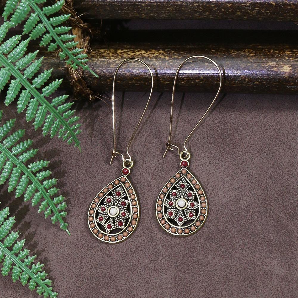 Bohemian Classic Women Geometric Tassel Wooden Earrings Vintage Gypsy Ethnic Circle Flower India Dangle Earrings Jhumka Jewelry