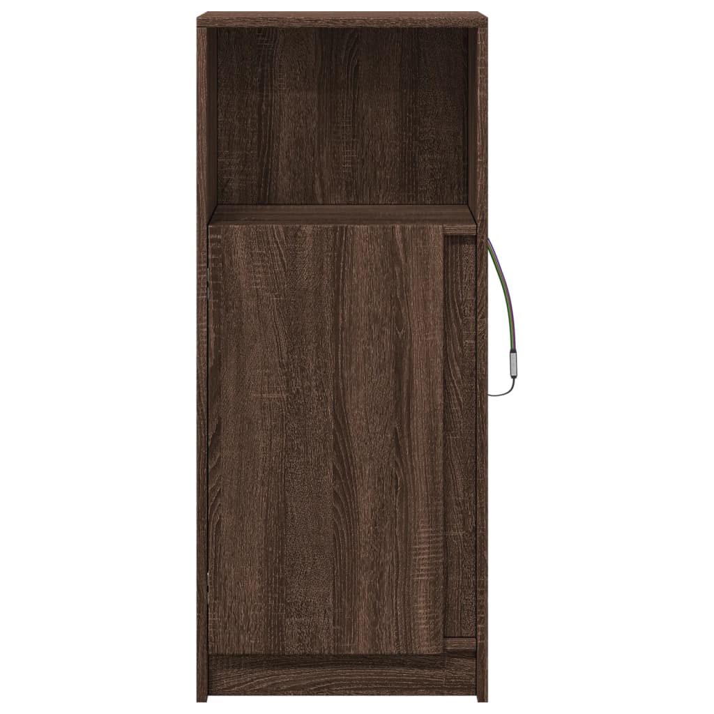 LED Sideboard in Brown Oak Look 42.5 x 34 x 100 cm Particleboard