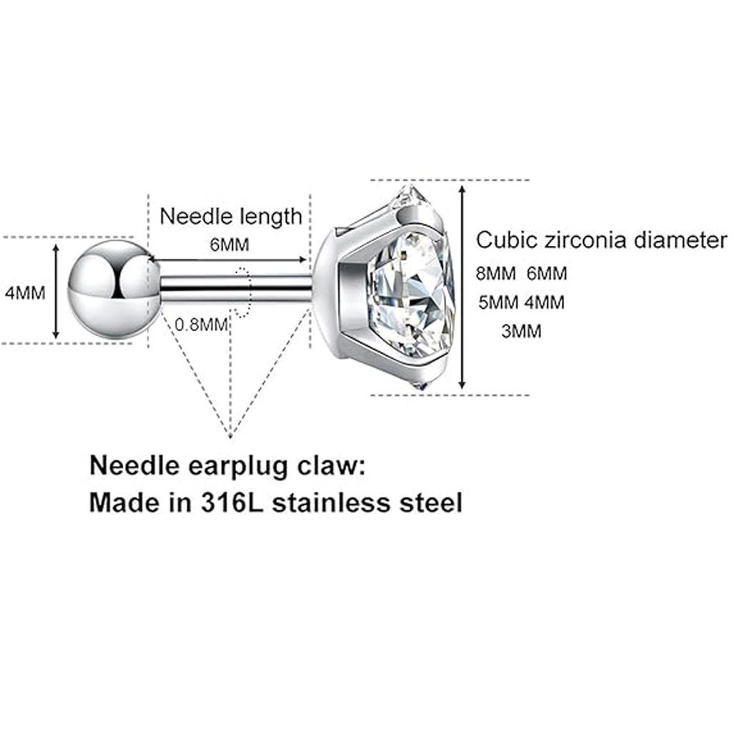 Unisex Zirconia Four Claw Diamond Ball Earrings